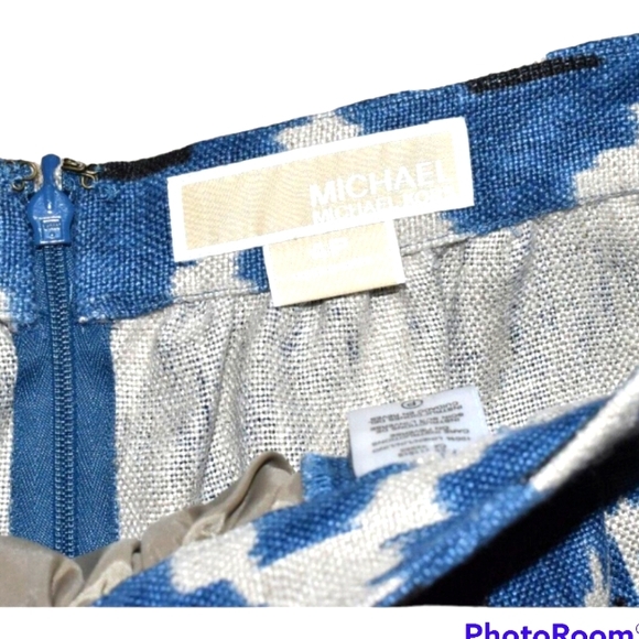 MICHAEL KORS BLUE LINEN A-LINE SHIRT PETITE SIZE 4 EUC - Picture 2 of 7